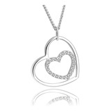 Eleganzia Collares De Corazón De Plata De Ley Para Mujer, Co