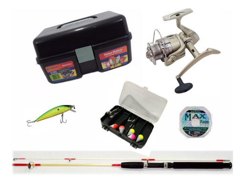 Kit Pesca Molinete Elite 2000 Anzol Vara Chumbo Boia Anzol