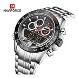 Relógios Naviforce Men Cronógrafo Militar Quartz Cor Do Bisel Silver Black