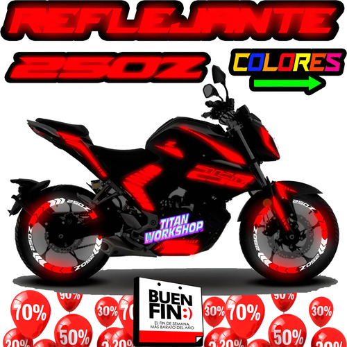 Kit Stickers Reflejante Neon Moto Italika 250z R8 D3
