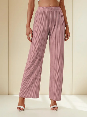 Pantalón Plisado Estilo Palazzo Strech Muy Cómodo