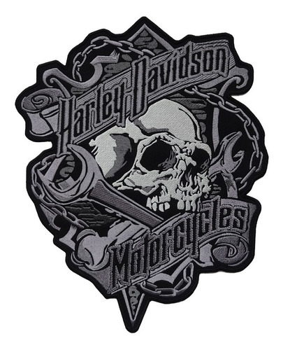 Parche Bordado Harley Davidson Mechanic Skull Motorcycles