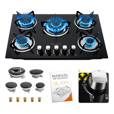 Parrilla De Gas 5 Quemadores Empotrable Vidrio Templado Encendido Eléctrico LP Natural Blick | Envío gratis