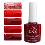 Esmalte Em Gel Kit Vermelhos Led/uv Cabine Red D&z Lirió 