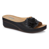 Zapato Tacon Urbano Prr59548 Cosido Flor Negro