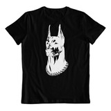 Polera Negra Algodon Estampado Dtf Doberman Perro Raza Art