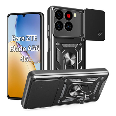 Dbgjjr Funda Case Para Zte Blade A56 4g Uso Rudo Soporte Anillo Protector De Cámara Acrílico Carcasa Cover