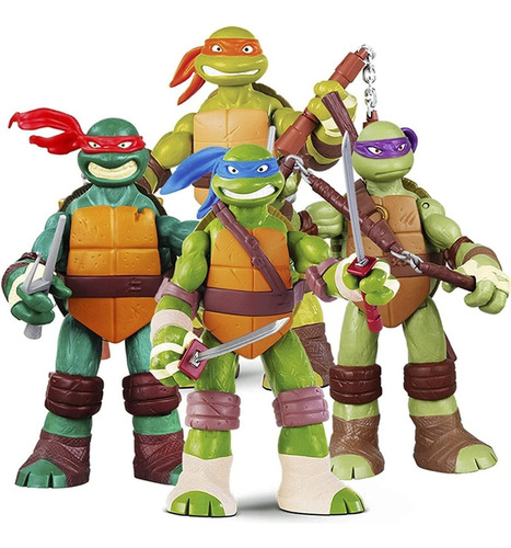 E 4 Muñecos Clásicos De Las Tortugas Ninja De 12cm Toys