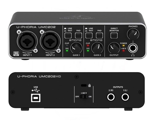 Interfaz De Audio Behringer Umc202 Hd Grabacion Profesional 