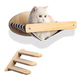 Cama De Gato Suspensa Oval Com Escada Em Madeira E Sisal