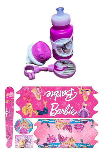 Kit Adesivo Garrafa Buzina Espelho Infantil Bicicleta Barbie