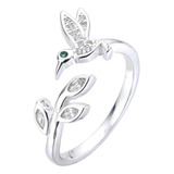 Anillo Colibri Plata 925 Ajustable Piedras Color Cristal