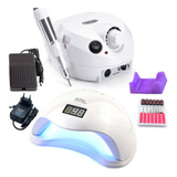 Kit Manicure Completo Sun 5 Led Uv Cabine Lixadeira Elétrica