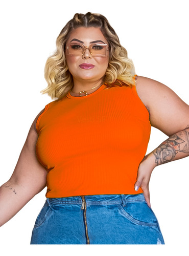 Regata Plus Size Cropped Blusa Feminina Canelada 46 A 52