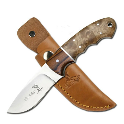 Cuchillo De Cacería Full Tang Elk Ridge Er-128 Burl & Wood Color Satin | Envío gratis