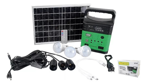 Kit Focos Emergencia Solar 5mt Cable C/u Radio Mp3 Bluetooth