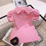 Ropa Para Niños Bebé Lindo Dulce Color Sólido Vestido Polo