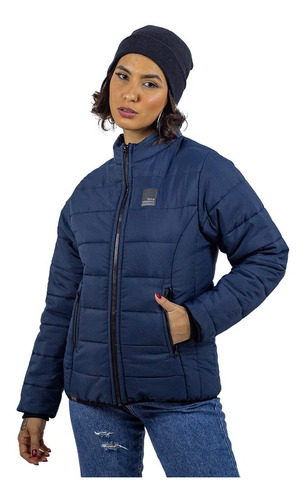 Jaqueta Puffer Acolchoada Feminina Slim Com Bolso Interno