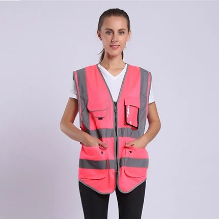 Camisa De Trabajo Hi Vis, Chaleco De Seguridad Rosa Para Muj