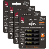 16 Pilhas Aa Recarregáveis 500x Fujitsu  Eneloop Pro 2550mah