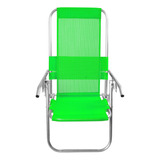 Cadeira De Praia Aluminio Reclinável Alta 5 Posições Cor Verde Pistache