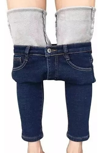 Leggins Pantalones Tipo Jeans Con Polar Elasticados Invierno