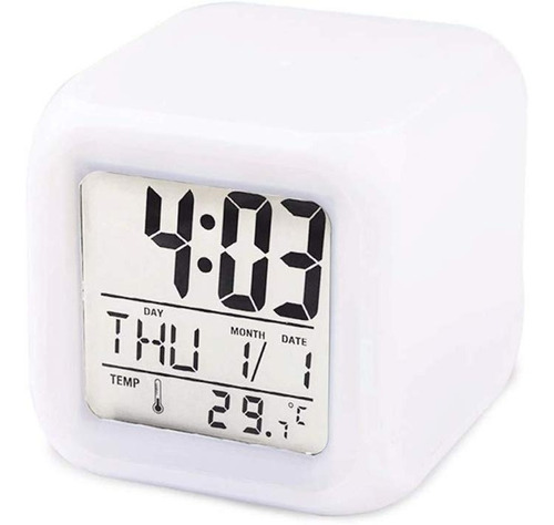 Cubo Reloj Despertador Digital Luz Led Multicolor