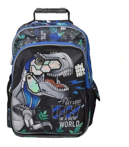 Mochila Espalda Dino 18 Pulgadas Chimola Bt32 Color Negro