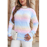 Blusa Tricot Degradê Candy Colors Tendencia