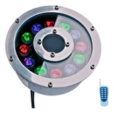 Luz Subaquáticas Chafariz 12w Rgb Colorido Controle Remoto