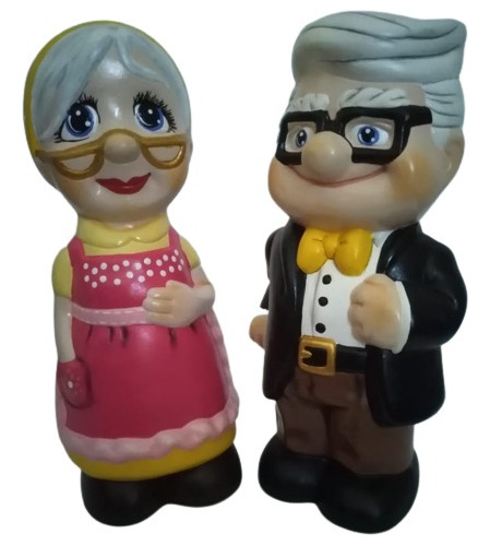 Pareja De Abuelos Up, Figuras De Cerámica Pintadas