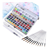 Kit De Pintura De Acuarela De 72 Colores Con 12 Pinceles