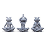 Set De 3 Estatuas De Ranas Meditantes Para Decoración Zen