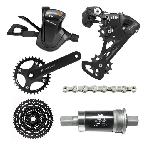 Kit 9v Transmissão Bike Sunrace 1x9v Mtb Com K7 11-50d