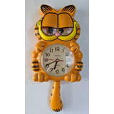 Reloj De Pared Garfield Péndulo Cola Y Ojos Retro Vintage