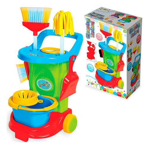 Carrinho Limpeza Brinquedo Infantil Vassoura Rodo Cleaning