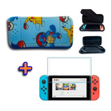 Case Estojo Nintendo Switch Pokemon Azul + Película Vidro