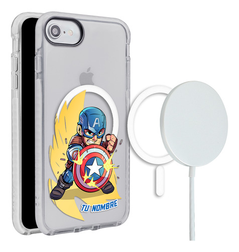 Funda Para iPhone Magsafe Marvel Capitán América  Tu Nombre