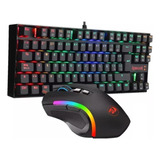 Kit De Teclado Y Mouse Gamer Redragon K552rgb Español Negro