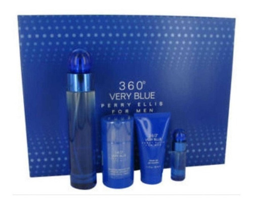 Set 4 Piezas 360° Perry Ellis Very Blue Nuevo, Original!!