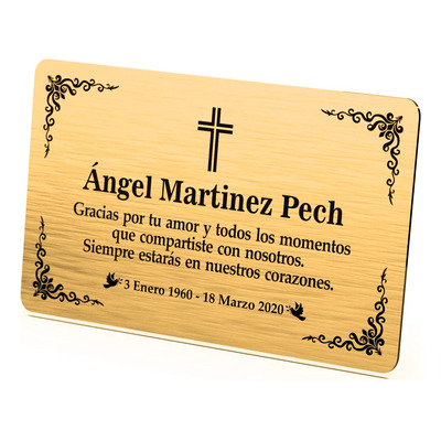 Placa Funeraria Urna Nicho Difunto 20x20 Grabado Personaliza | Meses sin interés