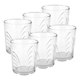 Set X 6 Vasos Vidrio Bajo Coraline 250 Cc Agua Jugo Durax 