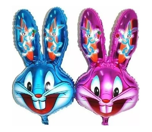 Pack 12 Unid Globo Bugs Bunny, Conejo Pascua Con Varilla