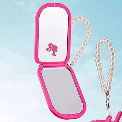 Espejo Portátil Compacto Rosa Con Forma De Teléfono Barbie D