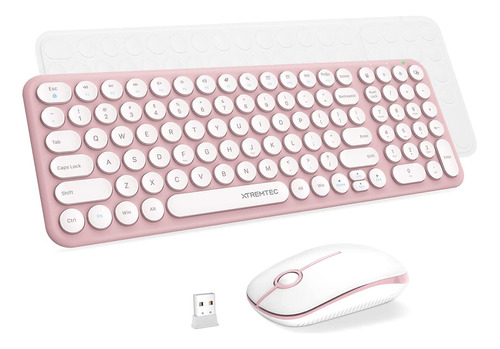 Mouse Xtremtec, Con Teclado/inalambrico/rosa Y Blanco