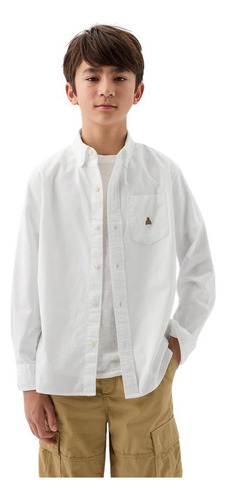 Camisa Niño Gap Oxford Manga Larga Blanco