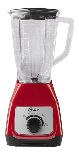 Licuadora Oster Con Vaso De Plástico Y Control De Perilla Color Rojo