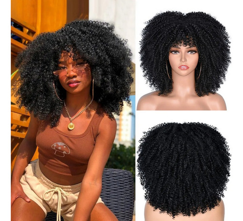 Peruca Lace Fibra Orgânica Afro Cacheada 45cm Uso Diário 