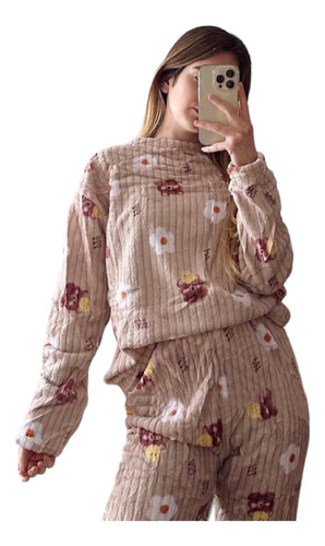 Pijama Peluche Mujer Polar Soft Calentito - Buzo + Pantalón