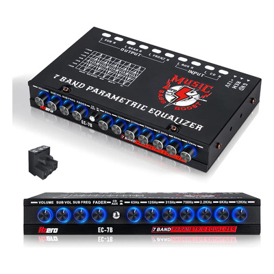 Ecualizador Para Auto Hzero Ec-7b, Accesorios De Audio Para Carros, Pickups Y Suv, Ecualizador 7 Bandas 6 Salidas Rca Y 4 Entradas Rca Aux\u002Fcd, Incluye Accesorios De Instalación | Envío gratis